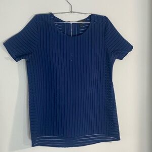 J. CREW Blue Ribbed Short Sleeve Blouse Size 6